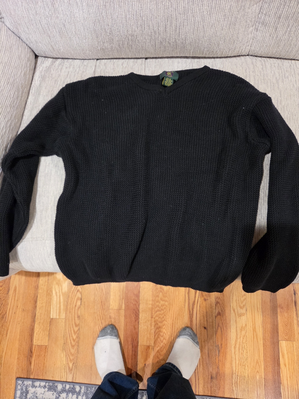 Croft & Barrow Men's Cotton Knit Crewneck Pullover Sweater Black Size S